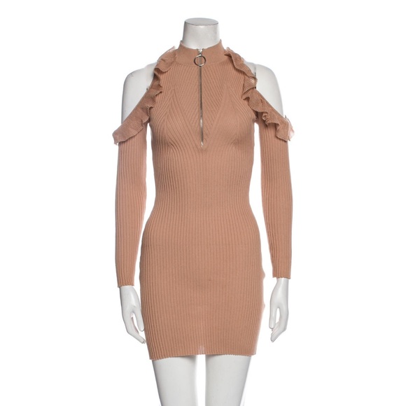 Self Portrait Ribbed cold shoulder sweater dress Sz med - Picture 3 of 16